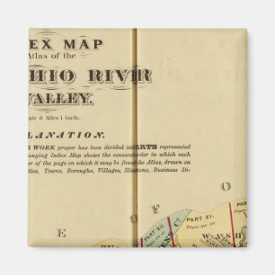 Index-Karte des Atlas des oberen Ohio-Flusses Magnet