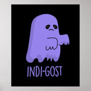 Indi-gost Funny Halloween Indigo Ghost Pun Dark BG Poster