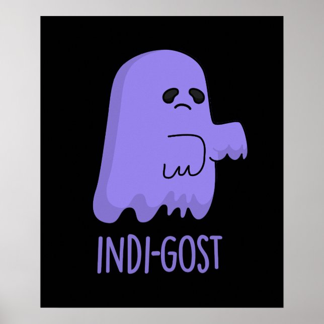 Indi-gost Funny Halloween Indigo Ghost Pun Dark BG Poster (Vorne)