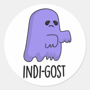 Indi-gost Funny Halloween Indigo Ghost Pun Runder Aufkleber