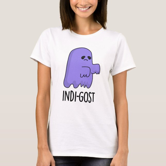 Indi-gost Funny Halloween Indigo Ghost Pun T-Shirt (Vorderseite)