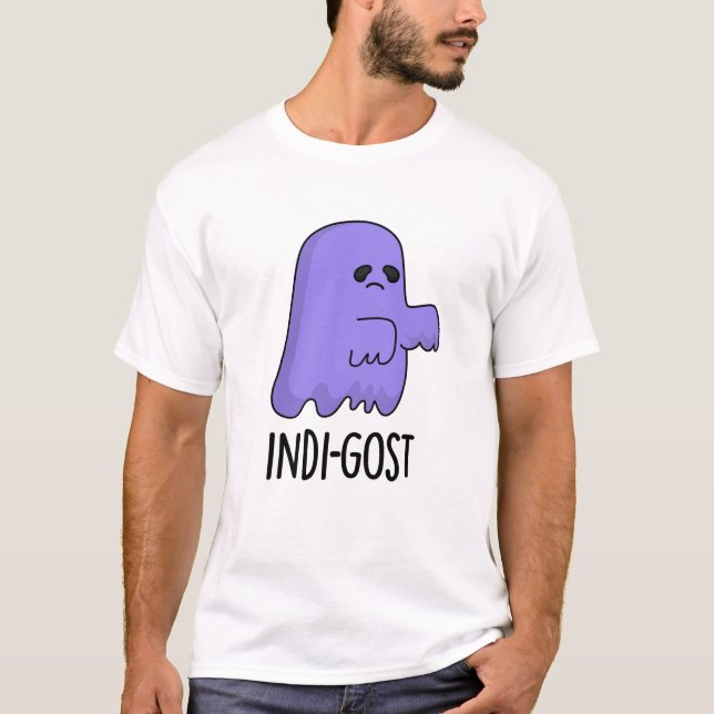 Indi-gost Funny Halloween Indigo Ghost Pun T-Shirt (Vorderseite)