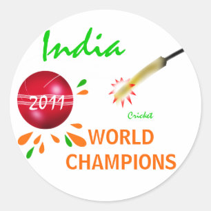 India 2011 ICC Cricket Weltmeisterschaft Champions Runder Aufkleber