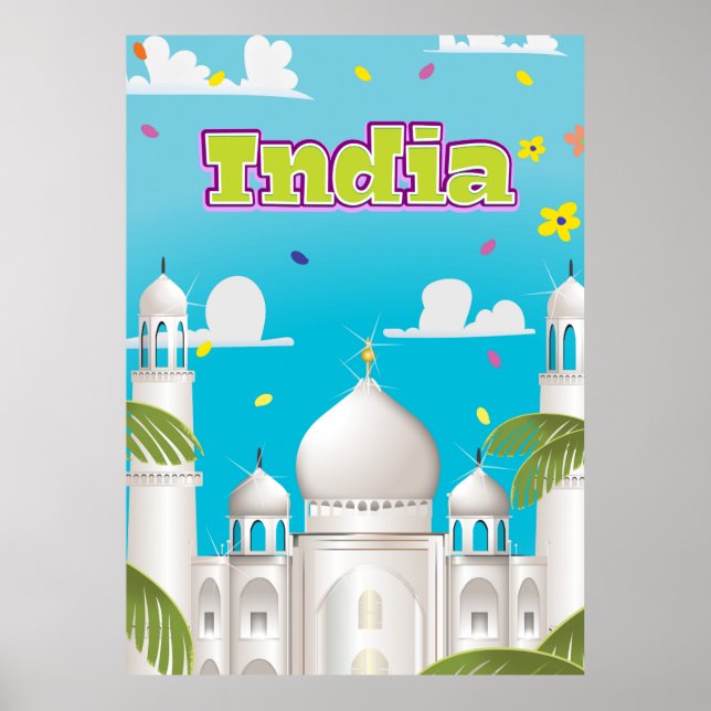India Cartoon Travel Print. Poster (Vorne)