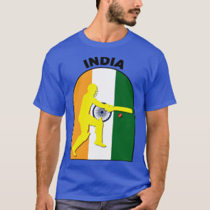 India Cricket Batsman India Flag T-Shirt