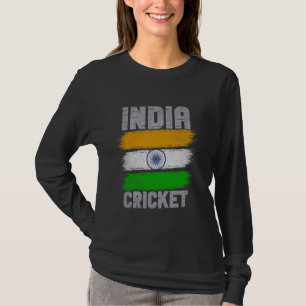India Cricket Cricketer Fan Batsmen Indische Flagg T-Shirt