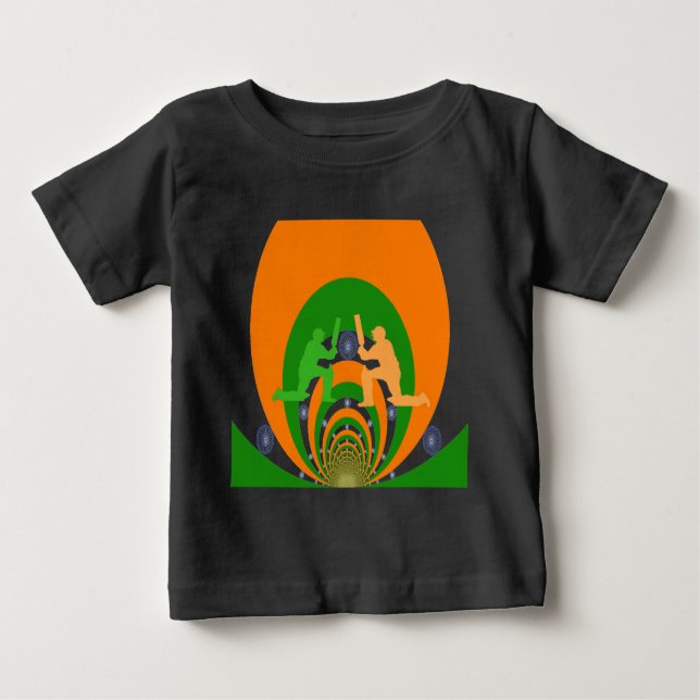 India Cricket Spirit Abstract Design Baby T-shirt (Vorderseite)
