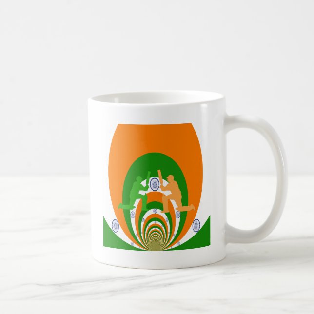 India Cricket Spirit Abstract Design Kaffeetasse (Rechts)