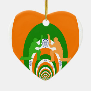 India Cricket Spirit Abstract Design Keramikornament