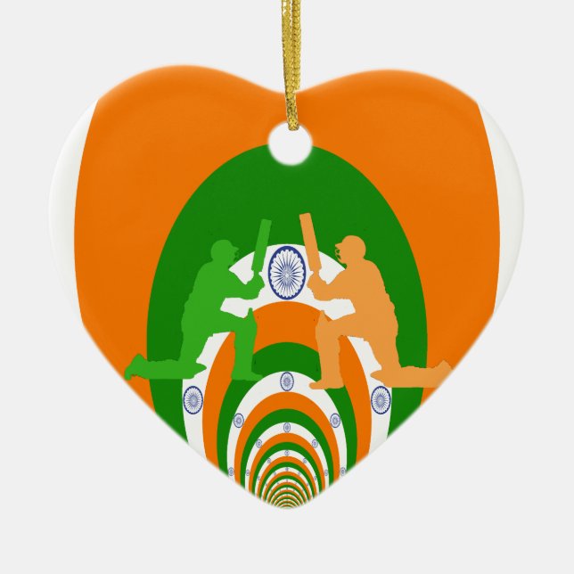 India Cricket Spirit Abstract Design Keramikornament (Vorne)