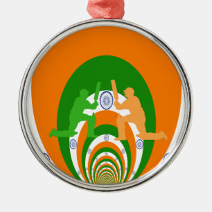 India Cricket Spirit Abstract Design Ornament Aus Metall