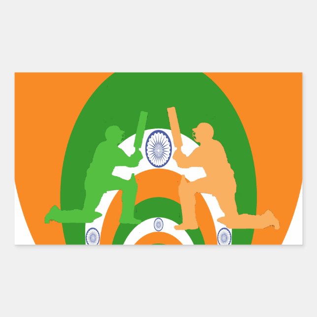 India Cricket Spirit Abstract Design Rechteckiger Aufkleber (Vorderseite)