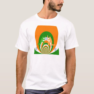 India Cricket Spirit Abstract Design T-Shirt
