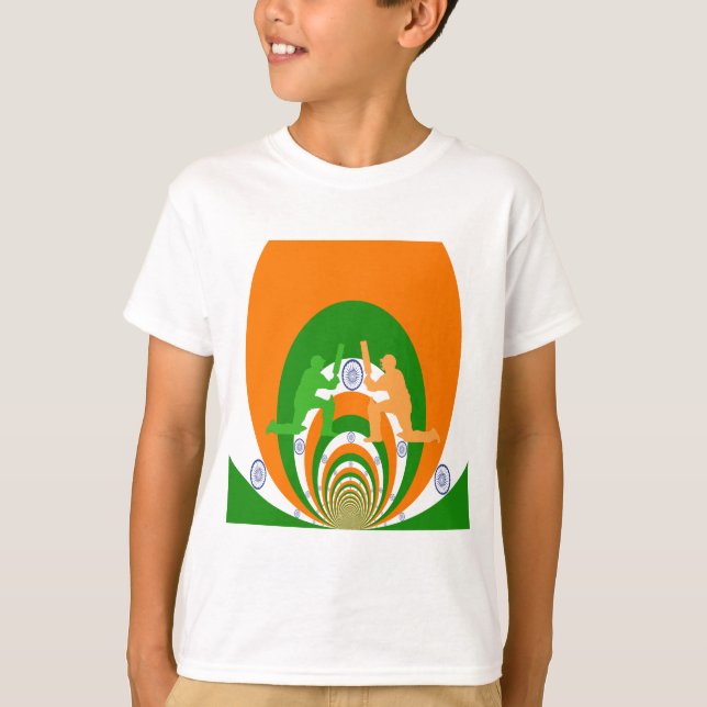 India Cricket Spirit Abstract Design T-Shirt (Vorderseite)