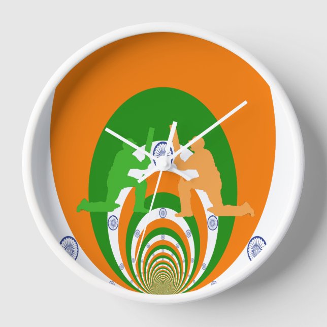 India Cricket Spirit Abstract Design Uhr (Vorderseite)