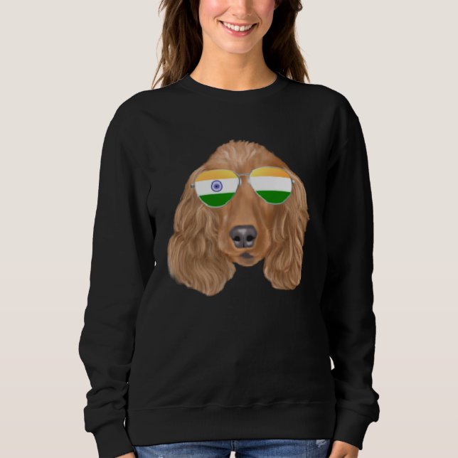 India Flag Cocker Spaniel Dog India Pocket Sweatshirt (Vorderseite)