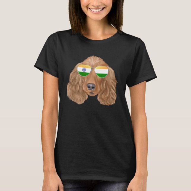 India Flag Cocker Spaniel Dog India Pocket T-Shirt (Vorderseite)