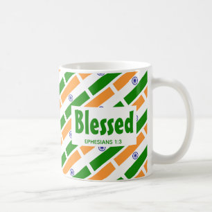 INDIA FLAG Custom Scripture BLESSEED Indian Kaffeetasse