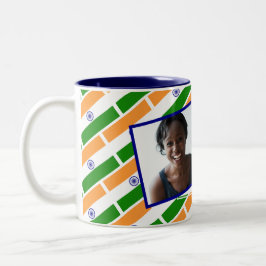 INDIA FLAG Foto-Vorlage Hinzufügen Ihres Textes Zweifarbige Tasse