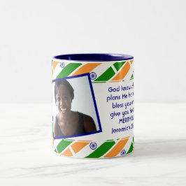 INDIA FLAG Foto-Vorlage Hinzufügen Ihres Textes Zweifarbige Tasse