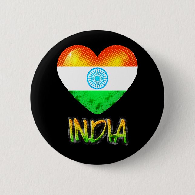 India Flag Heart Cutout Button (Vorderseite)