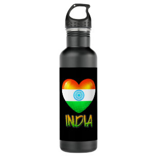 India Flag Heart Cutout Edelstahlflasche