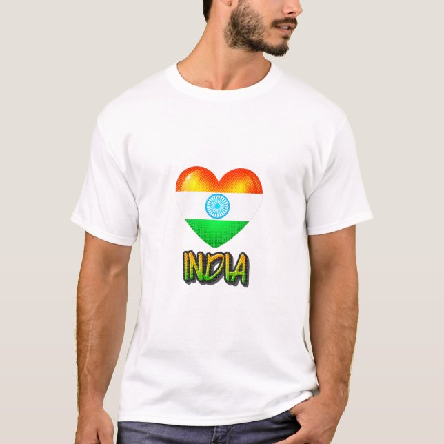 India Flag Heart Cutout T-Shirt (Vorderseite)