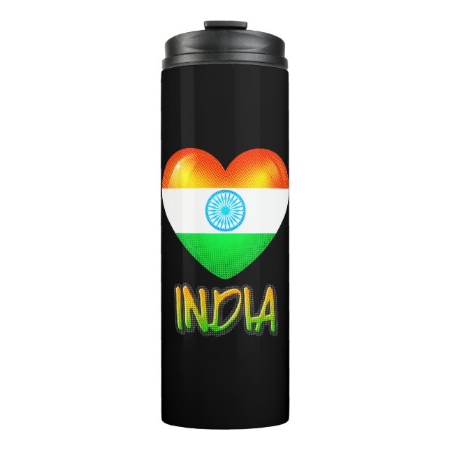 India Flag Heart Cutout Thermosbecher (Vorderseite)