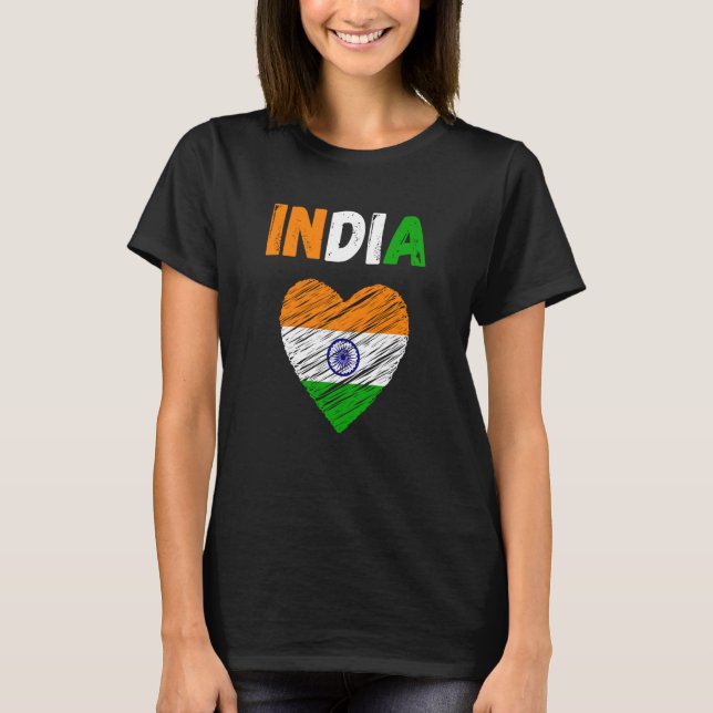 India Flag Holiday India Heart Indian Flag T-Shirt (Vorderseite)