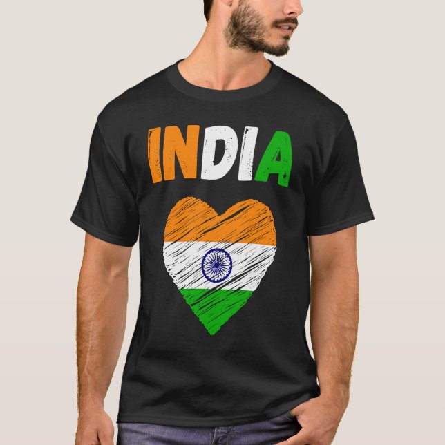 India Flag Holiday India Heart Indian Flag T-Shirt (Vorderseite)