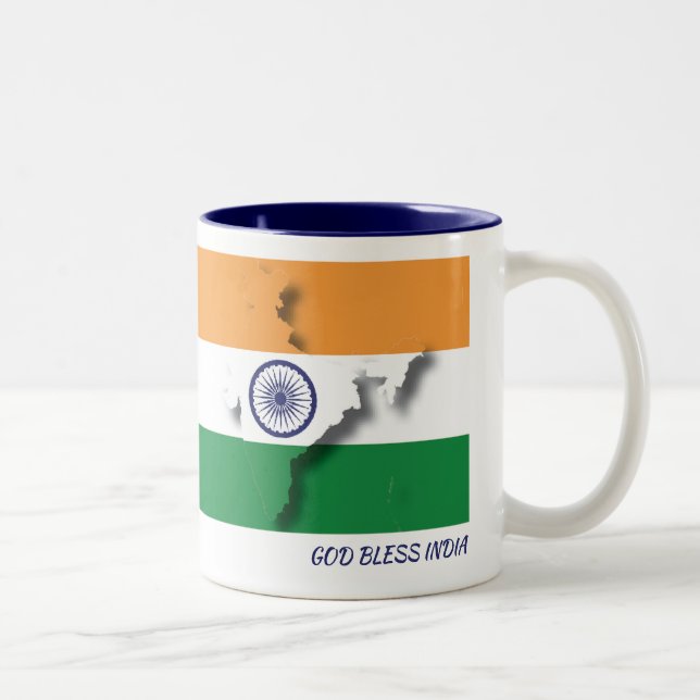 INDIA FLAG MAP PASSENDE BILDSCHIRMWEISSE ZWEIFARBIGE TASSE (Rechts)
