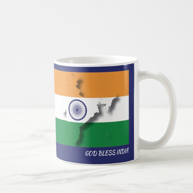 INDIA FLAG MAP PASSENDE BLAUE-Schrift Kaffeetasse (Rechts)
