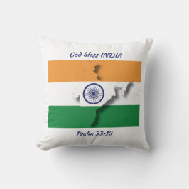 INDIA FLAG MAP Patriotic Scripture Custom WHITE Kissen