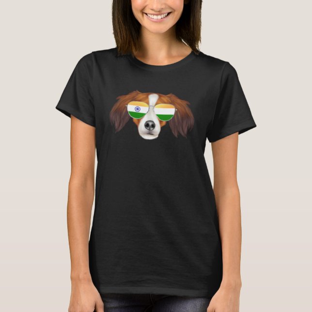 India Flag Nederlandse Kooikerhondje Dog India Poc T-Shirt (Vorderseite)