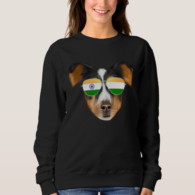 India Flag Shetland Sheepdog Dog India Pocket Sweatshirt (Vorderseite)