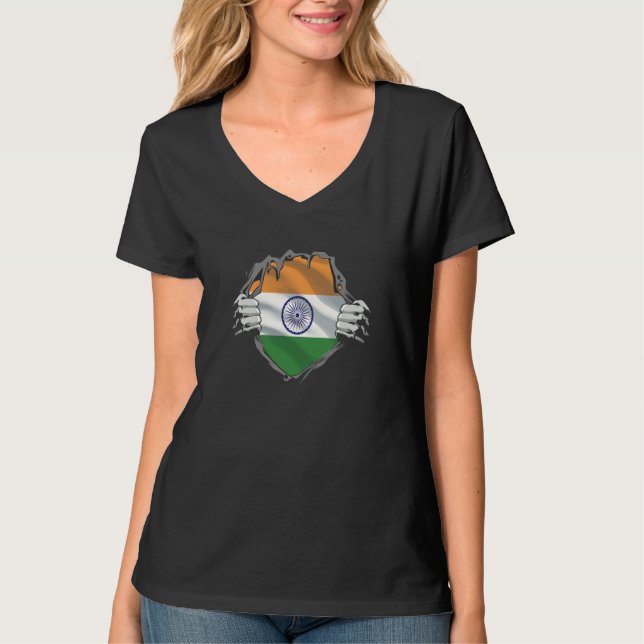 India flag under clothing Indian Indian T-Shirt (Vorderseite)
