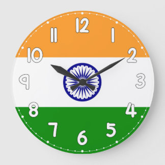 India Flag Wall Clock – Patriotic Indian Decor Große Wanduhr