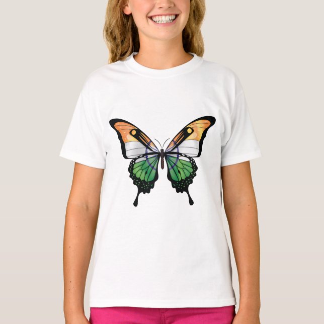 India Frack Butterfly Flag Aufkleber T-Shirt (Vorderseite)