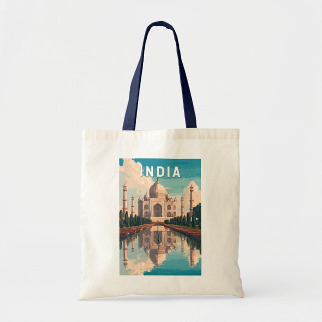 India Illustration Travel Art Vintage Tragetasche (Vorne)