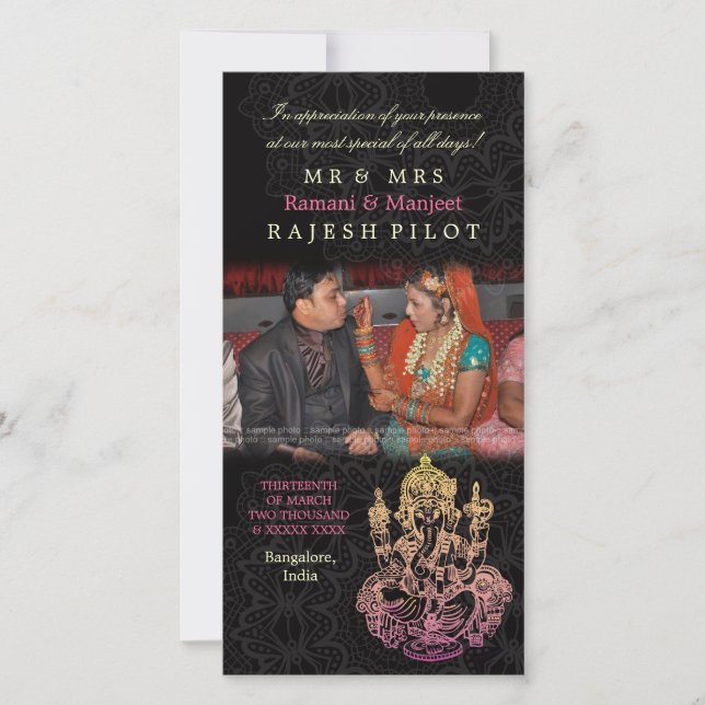 India Indian Wedding Thank You Photo Cards Dankeskarte (Vorderseite)