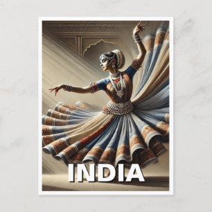 India Kathak Dancer Travel Postkarte