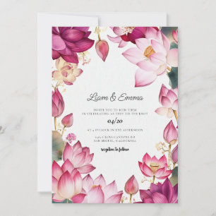 India lotus Watercolor Wedding Destination Einladung