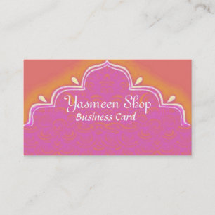 India Mehndi Business Card pink Visitenkarte