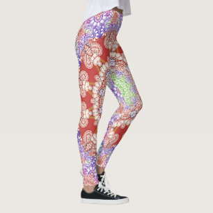 India Mehndi Style Mandala - Rot blau Leggings