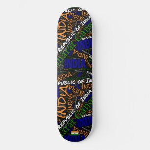 India Nationaler Stolz Wordcloud Skateboard