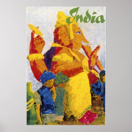 India Painting Ganesh Print Hindi Art  Poster