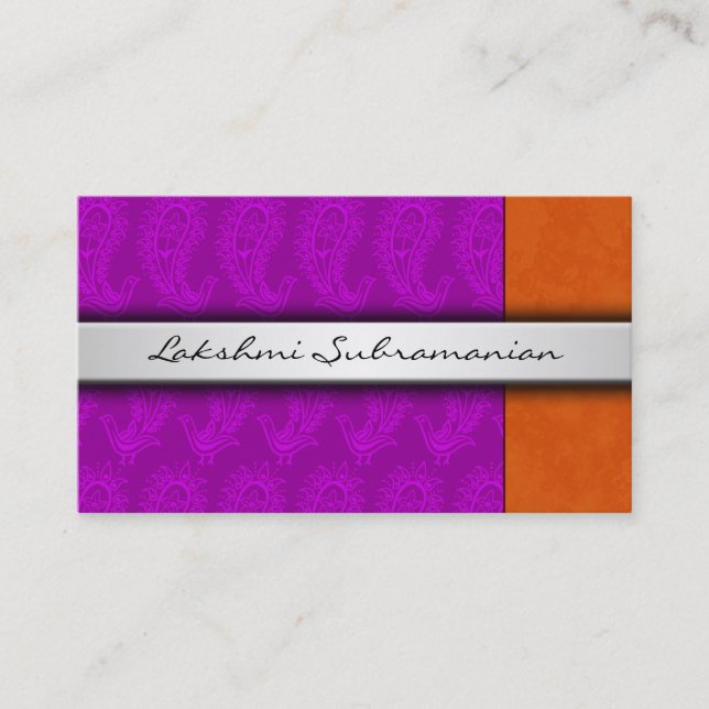 India Paisley Peacocks Business Cards Visitenkarte (Vorderseite)