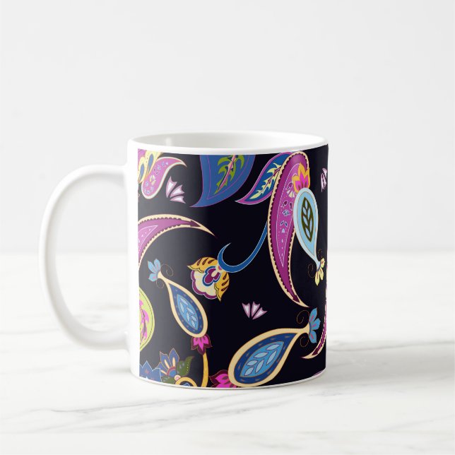 India Paisley Seamless Blumen Ornament Kaffeetasse (Links)