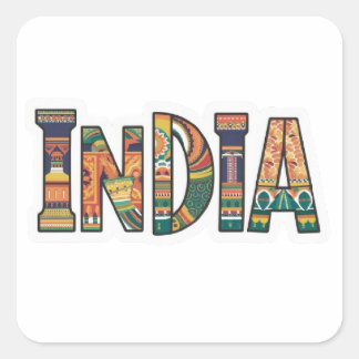 "India Pride Sticker: Zeige deinen Geist!" Quadratischer Aufkleber