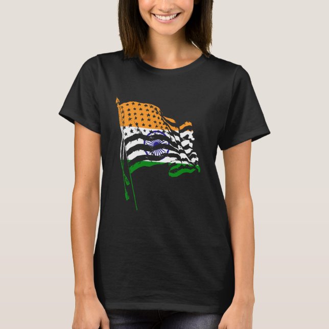 India Roots USA Flag T-Shirt (Vorderseite)